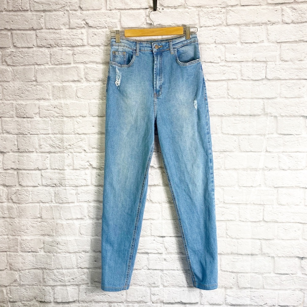 Farm Rio High Rise Light Wash Denim Tapered Jean